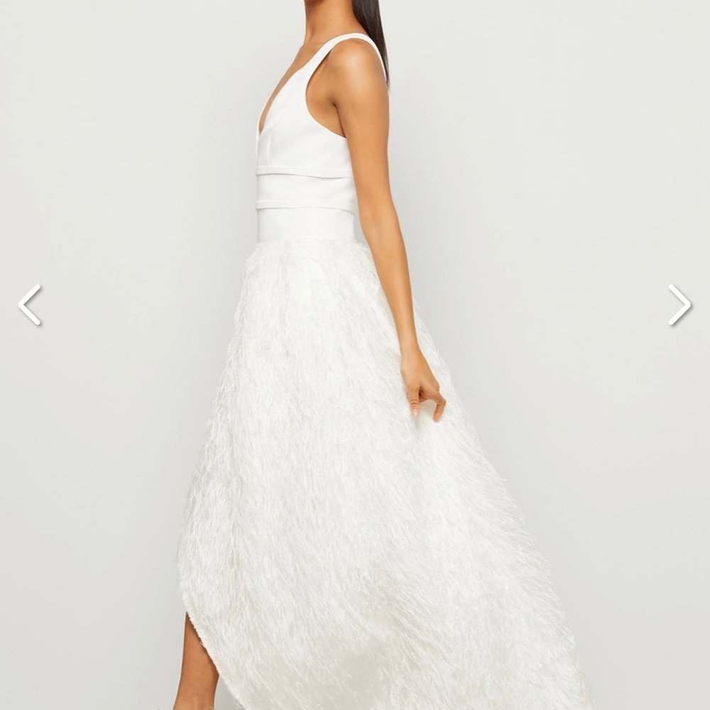 BCBG PALOMA FAUX FEATHER EVENING GOWN